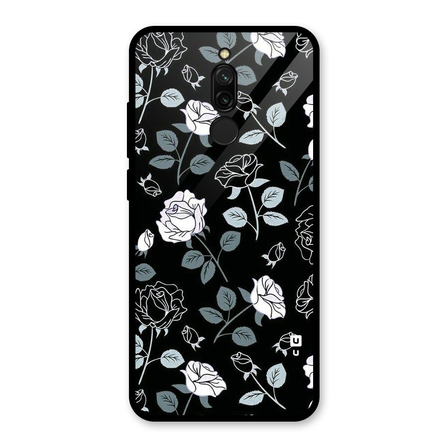 Black Artsy Bloom Glass Back Case for Redmi 8