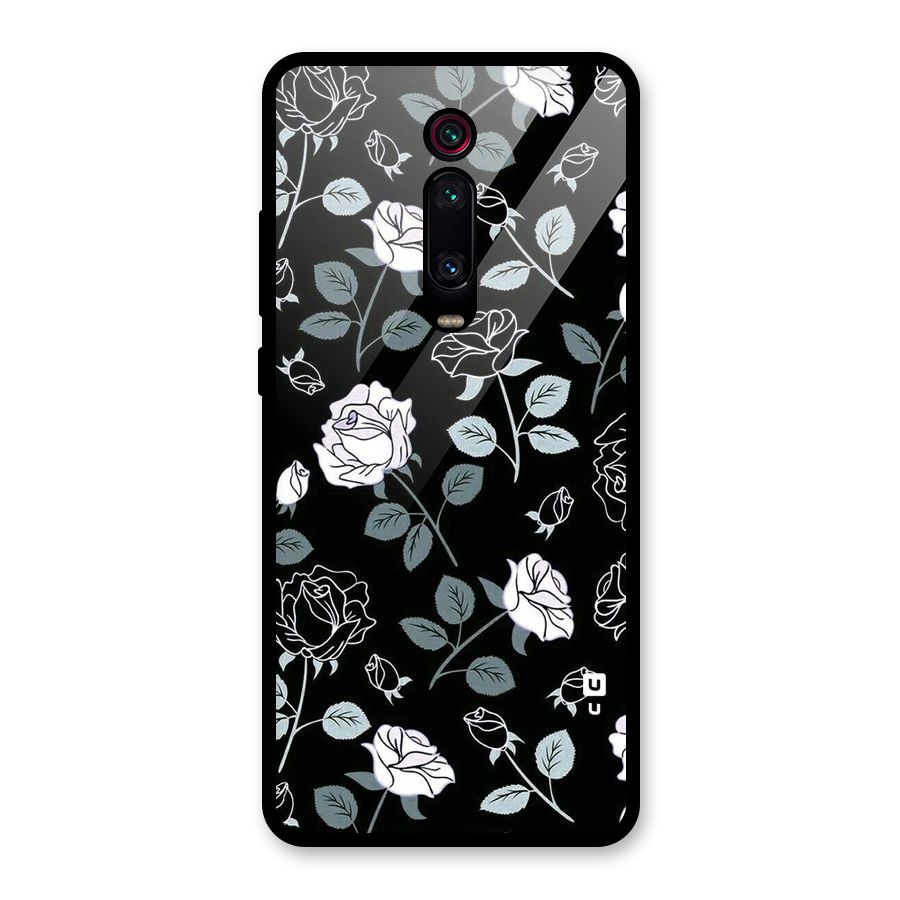 Black Artsy Bloom Glass Back Case for Redmi K20 Pro