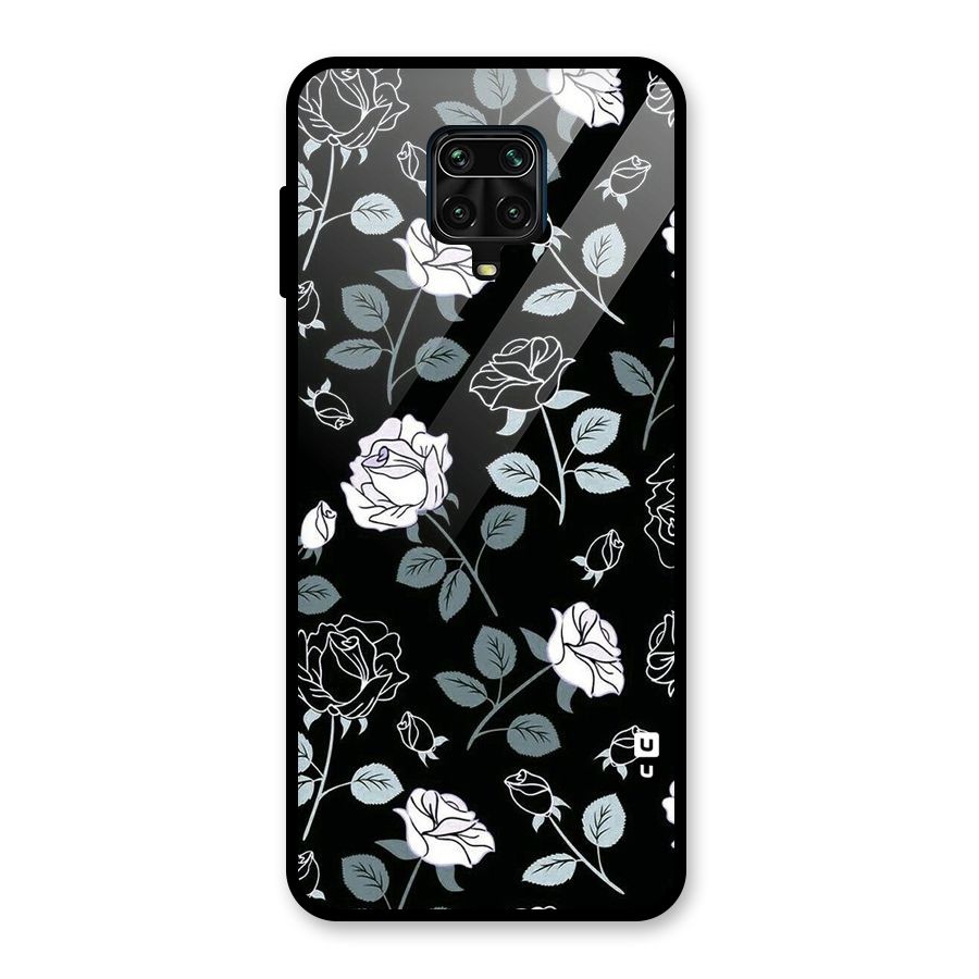 Black Artsy Bloom Glass Back Case for Redmi Note 10 Lite