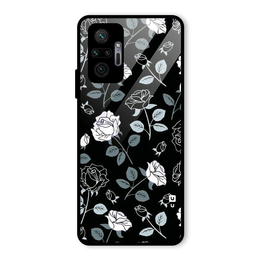 Black Artsy Bloom Glass Back Case for Redmi Note 10 Pro