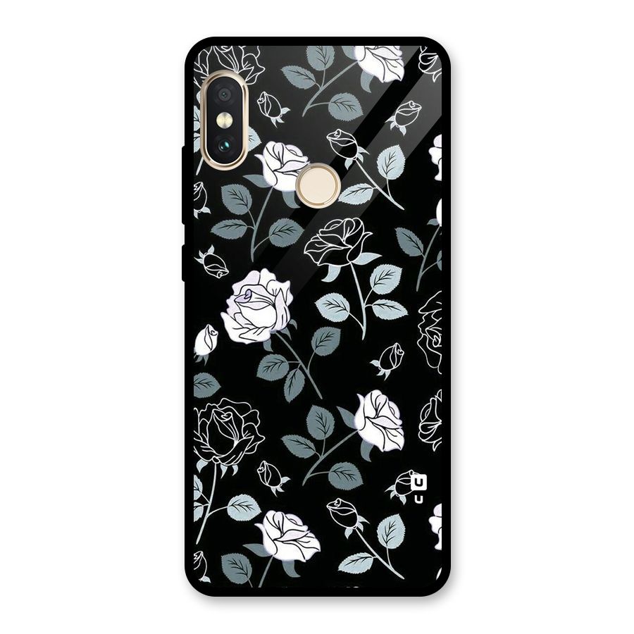 Black Artsy Bloom Glass Back Case for Redmi Note 5 Pro