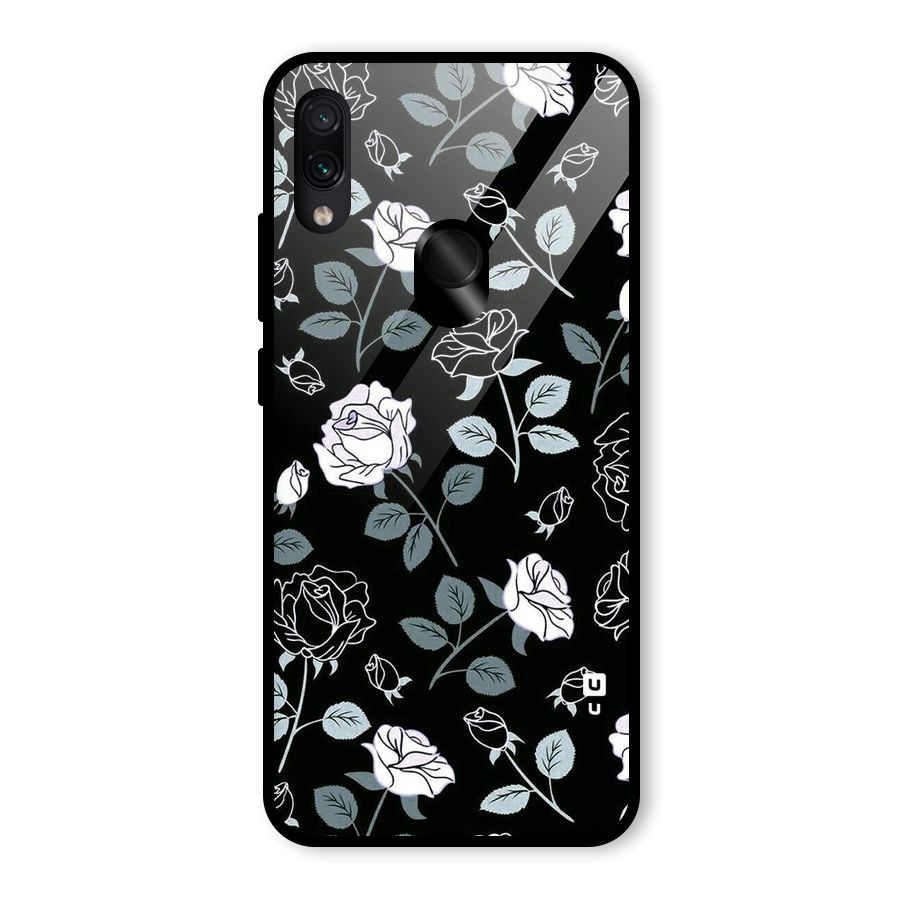 Black Artsy Bloom Glass Back Case for Redmi Note 7 Pro