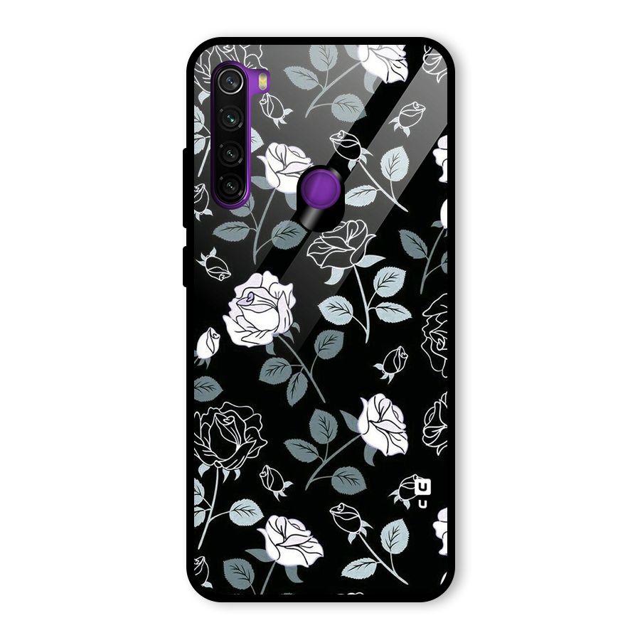 Black Artsy Bloom Glass Back Case for Redmi Note 8