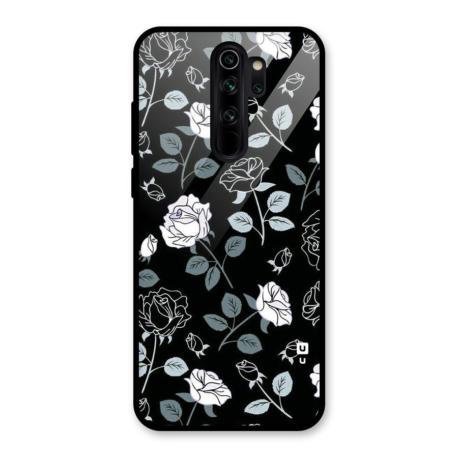 Black Artsy Bloom Glass Back Case for Redmi Note 8 Pro