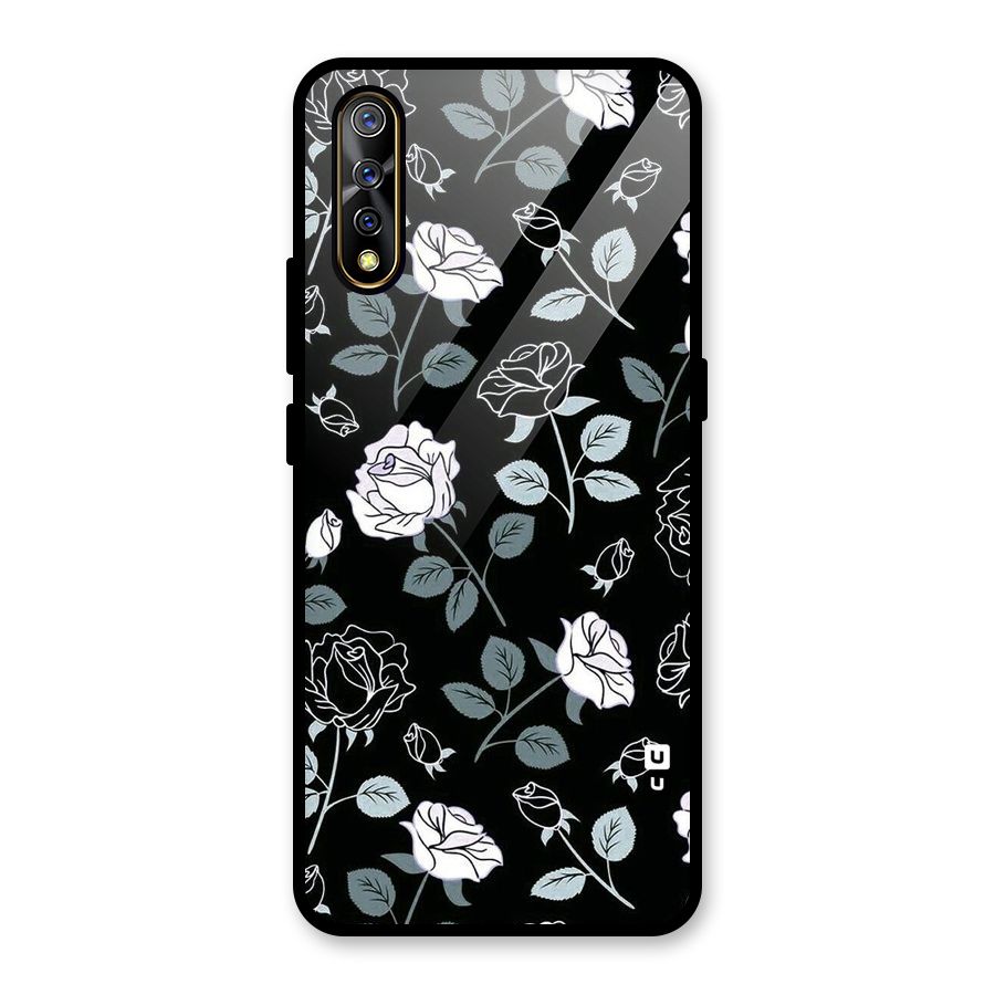 Black Artsy Bloom Glass Back Case for Vivo S1
