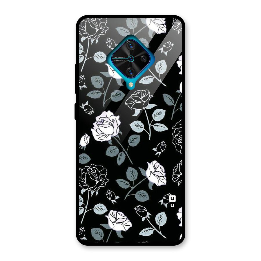 Black Artsy Bloom Glass Back Case for Vivo S1 Pro