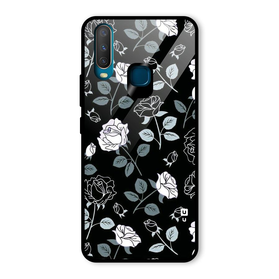 Black Artsy Bloom Glass Back Case for Vivo U10