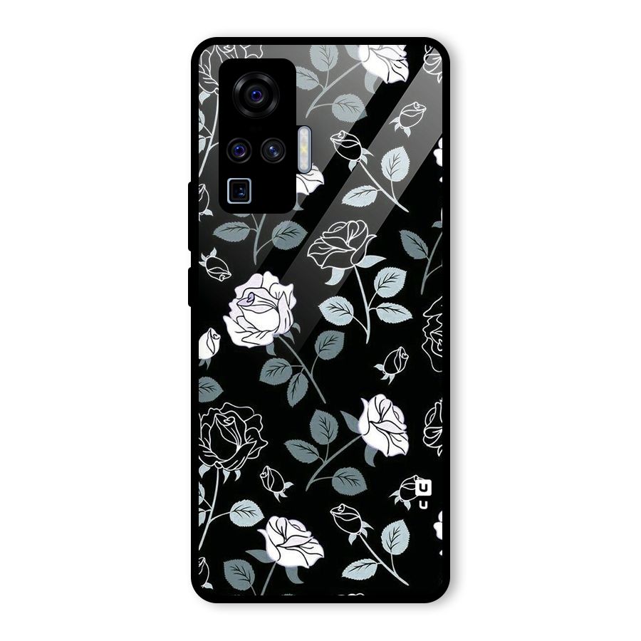Black Artsy Bloom Glass Back Case for Vivo X50 Pro