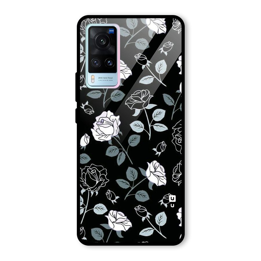 Black Artsy Bloom Glass Back Case for Vivo X60