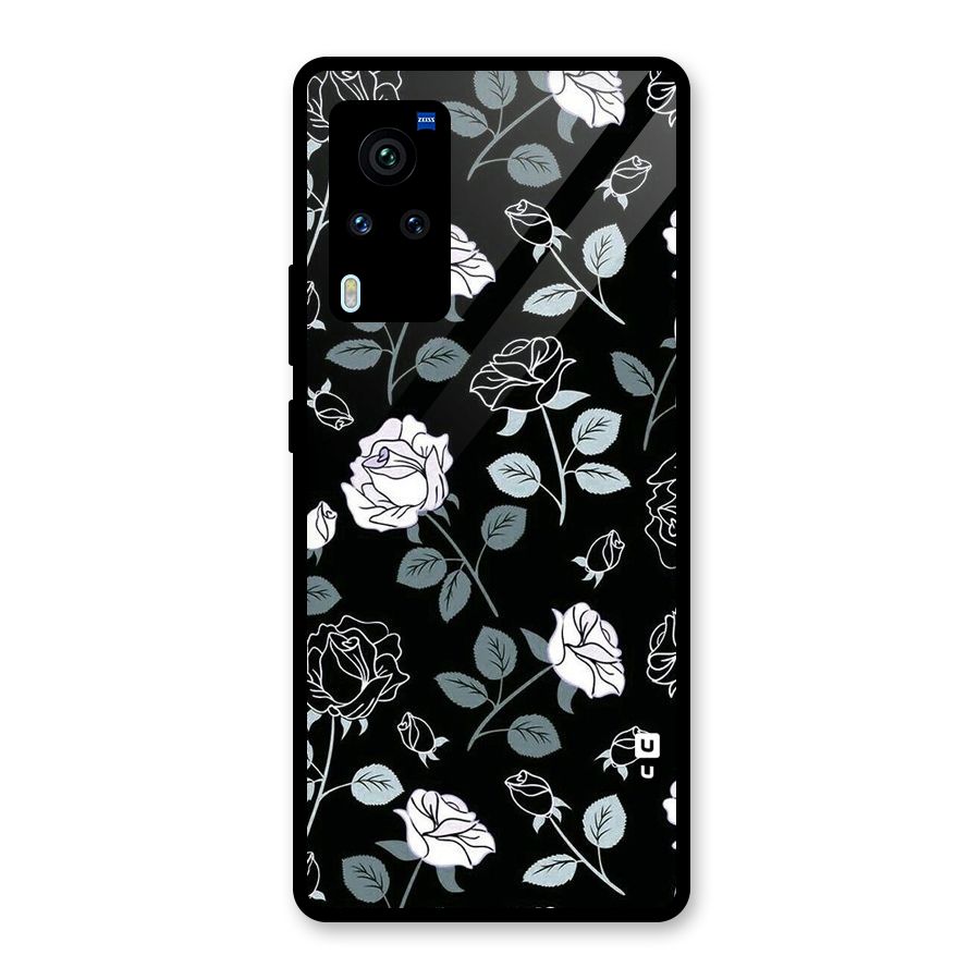 Black Artsy Bloom Glass Back Case for Vivo X60 Pro