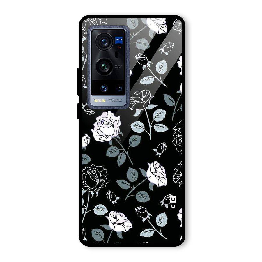 Black Artsy Bloom Glass Back Case for Vivo X60 Pro Plus