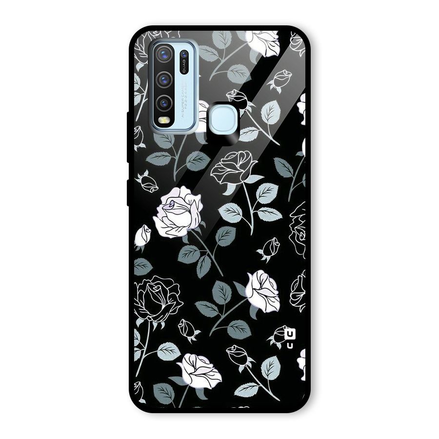 Black Artsy Bloom Glass Back Case for Vivo Y50