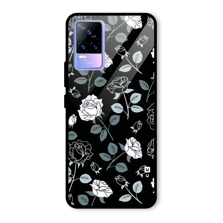 Black Artsy Bloom Glass Back Case for Vivo Y73