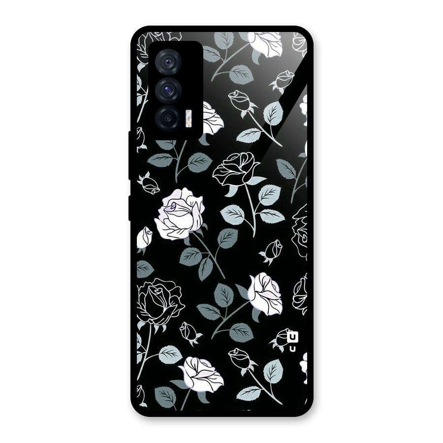 Black Artsy Bloom Glass Back Case for Vivo iQOO 7 5G