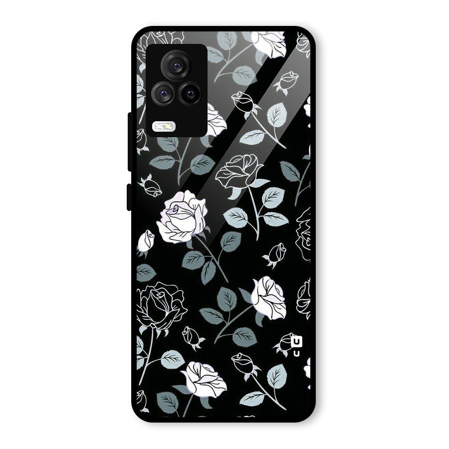 Black Artsy Bloom Glass Back Case for Vivo iQOO 7 Legend 5G