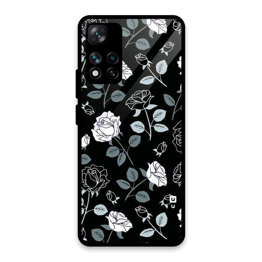 Black Artsy Bloom Glass Back Case for Xiaomi 11i HyperCharge 5G