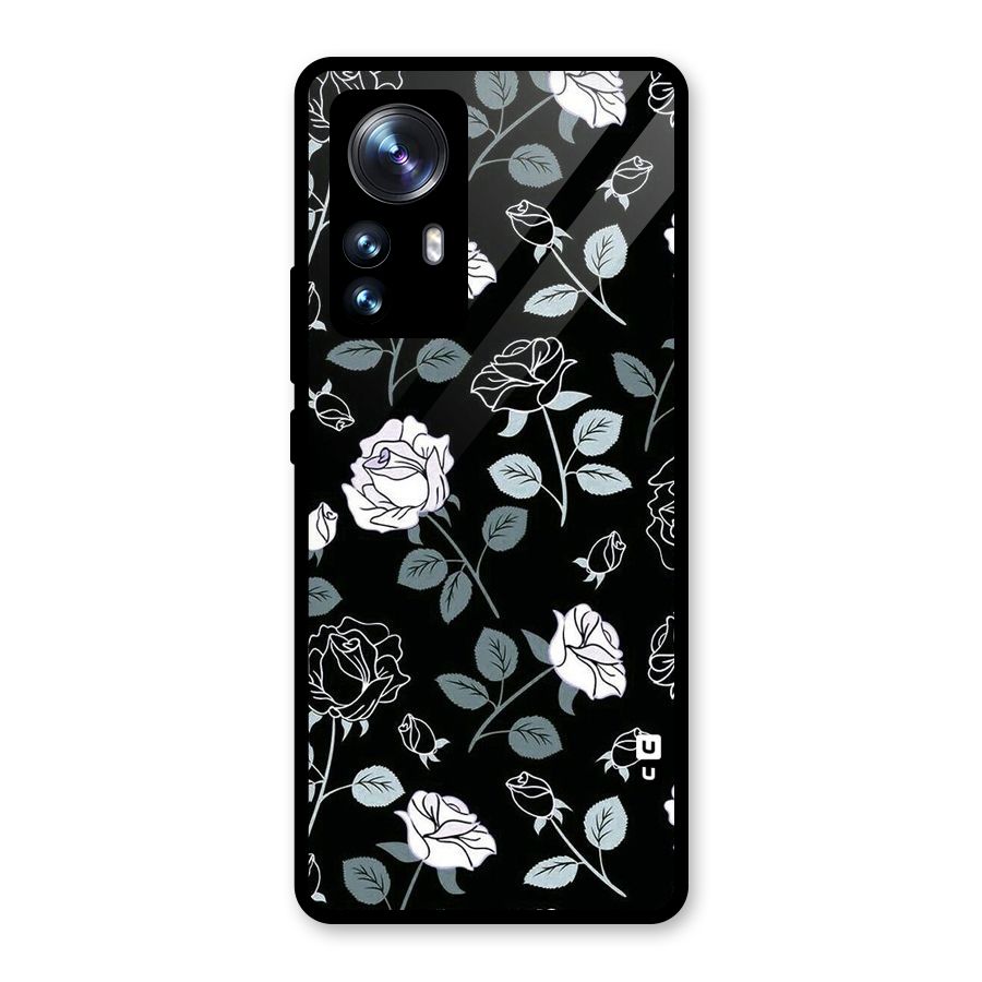 Black Artsy Bloom Glass Back Case for Xiaomi 12 Pro