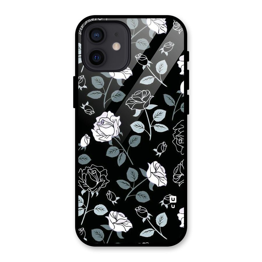 Black Artsy Bloom Glass Back Case for iPhone 12