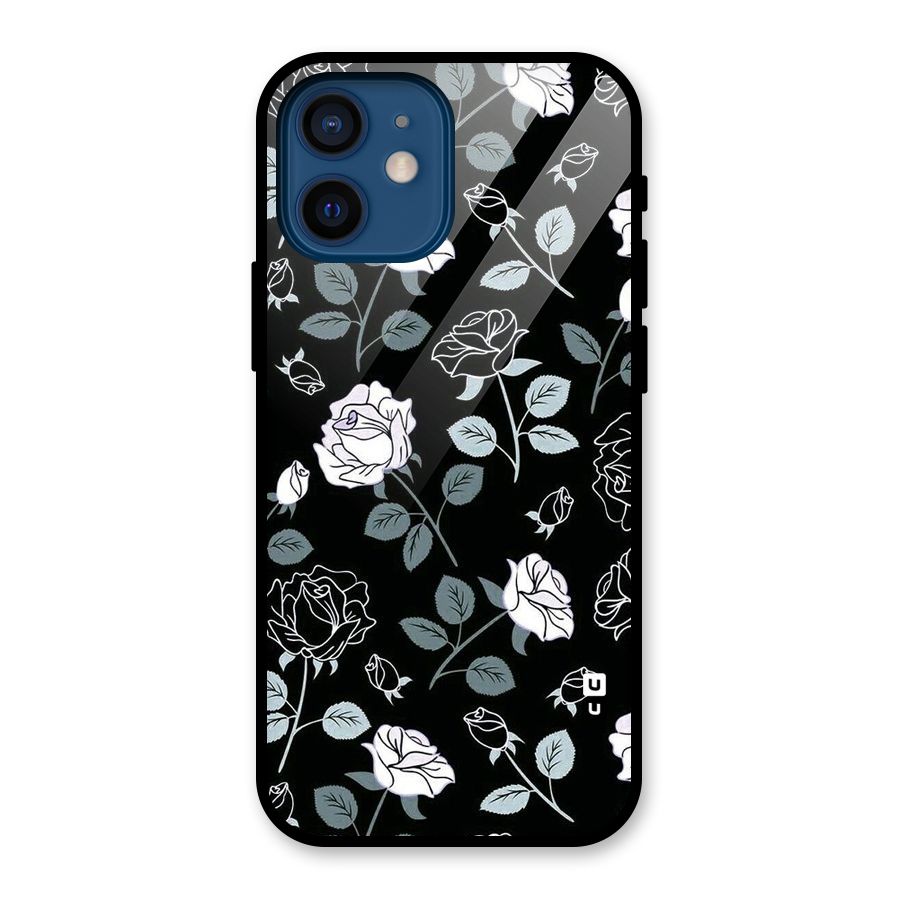 Black Artsy Bloom Glass Back Case for iPhone 12 Mini