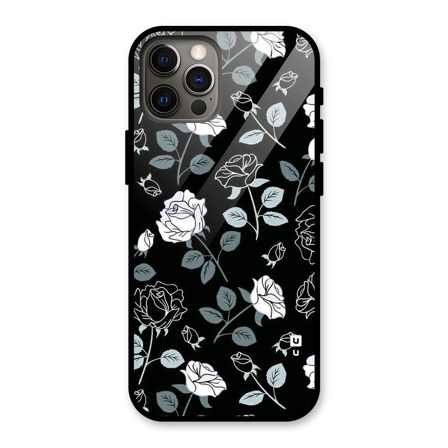 Black Artsy Bloom Glass Back Case for iPhone 12 Pro