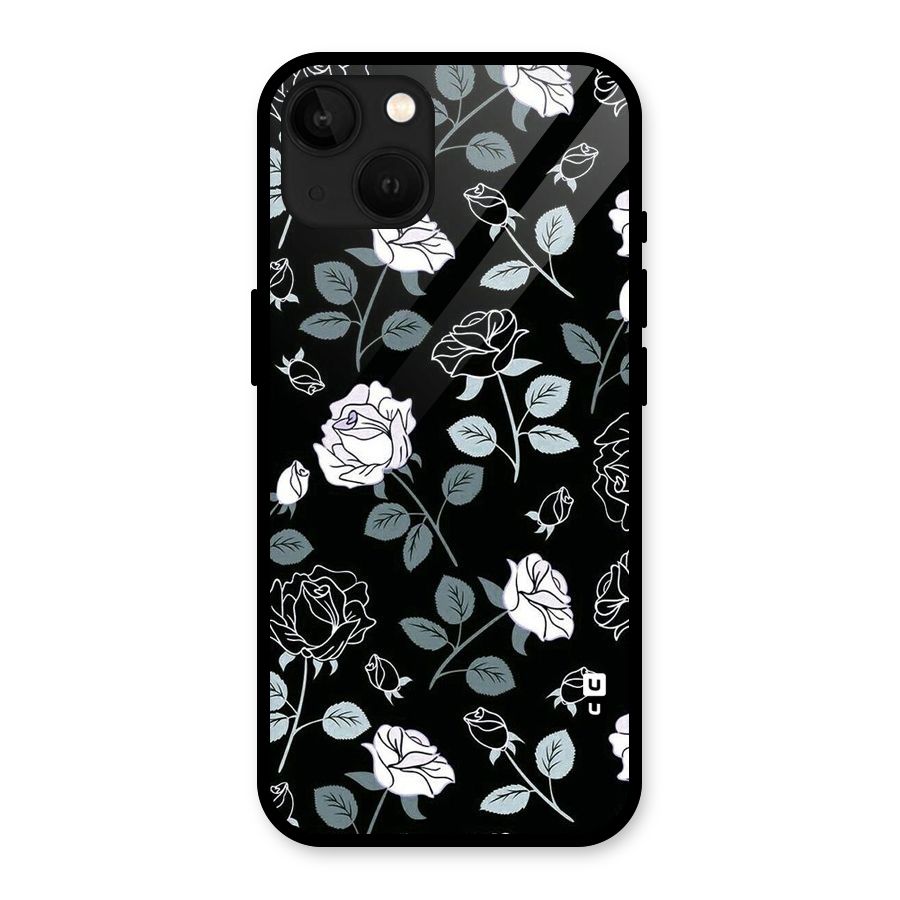 Black Artsy Bloom Glass Back Case for iPhone 13