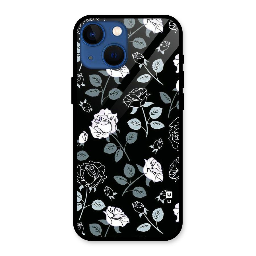 Black Artsy Bloom Glass Back Case for iPhone 13 Mini