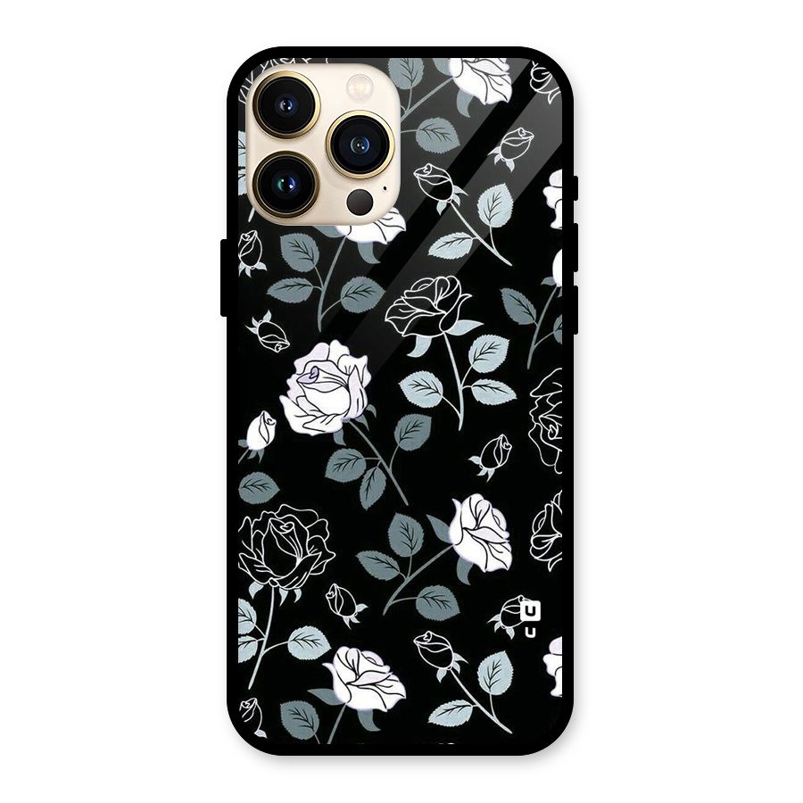Black Artsy Bloom Glass Back Case for iPhone 13 Pro Max