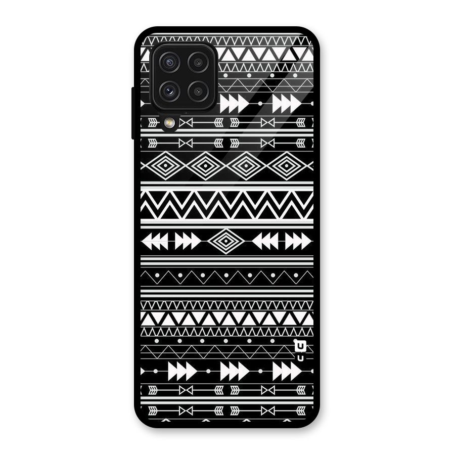 Black Aztec Creativity Glass Back Case for Galaxy A22 4G