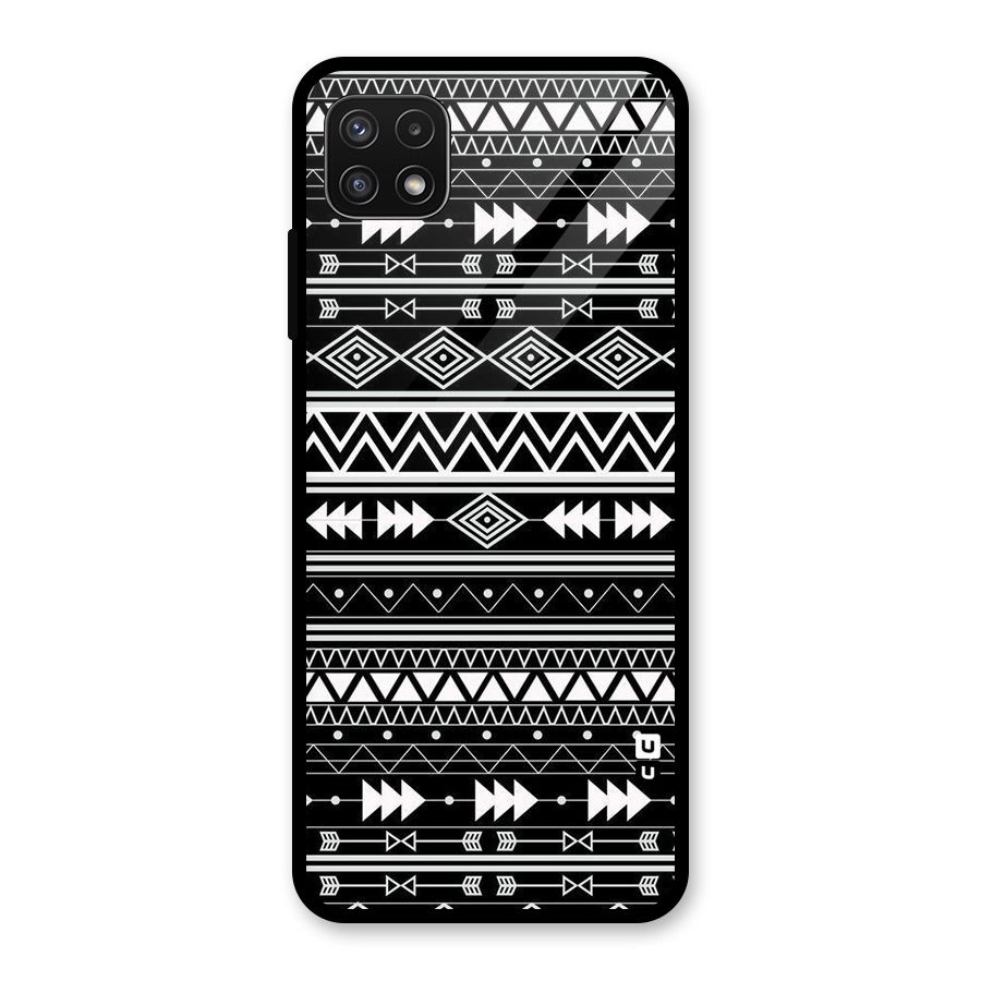 Black Aztec Creativity Glass Back Case for Galaxy A22 5G