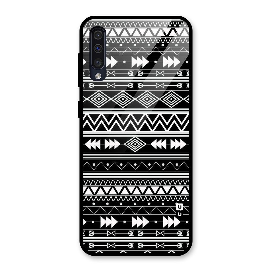 Black Aztec Creativity Glass Back Case for Galaxy A30s