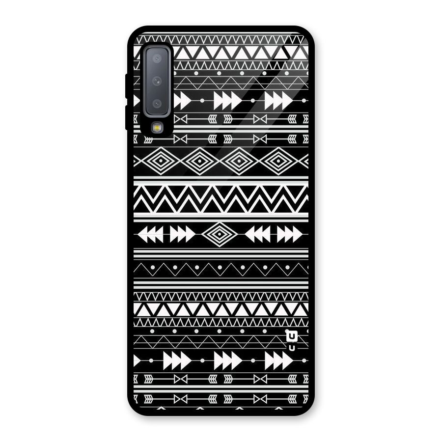 Black Aztec Creativity Glass Back Case for Galaxy A7 (2018)
