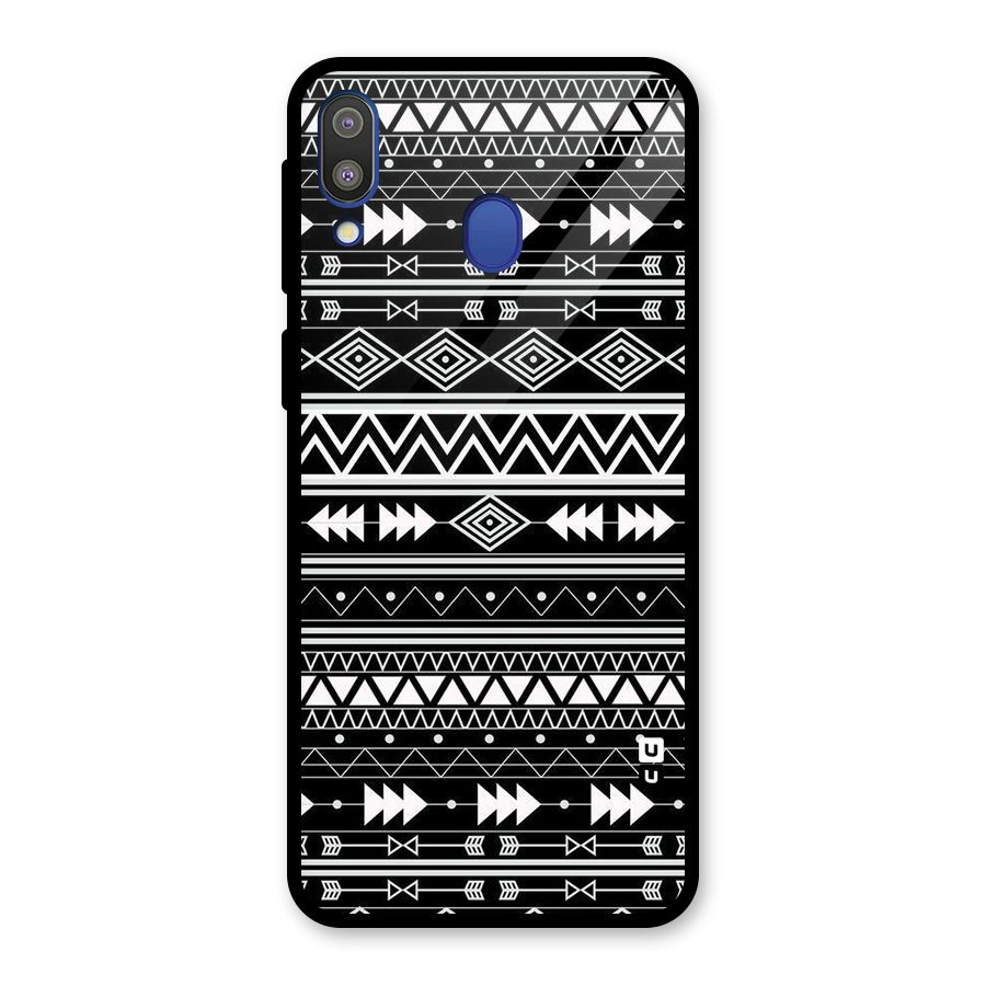 Black Aztec Creativity Glass Back Case for Galaxy M20