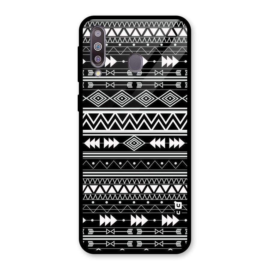 Black Aztec Creativity Glass Back Case for Galaxy M30