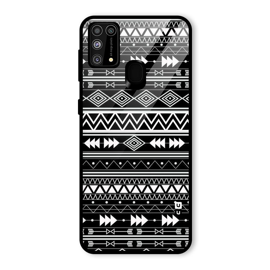 Black Aztec Creativity Glass Back Case for Galaxy M31