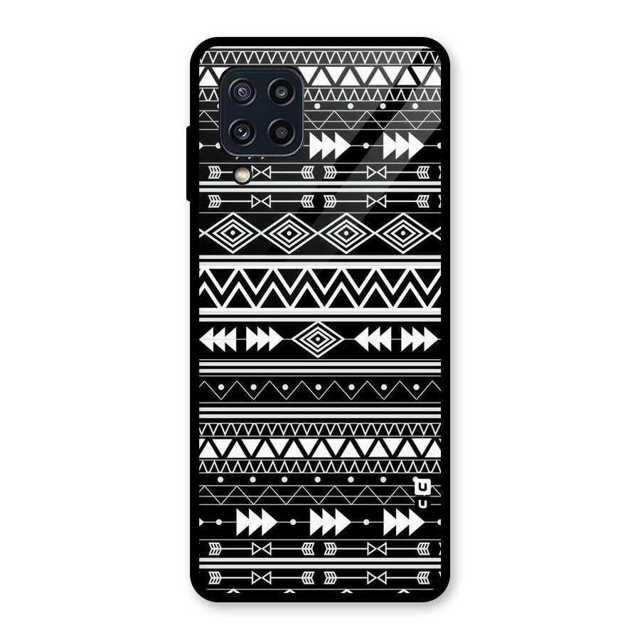 Black Aztec Creativity Glass Back Case for Galaxy M32