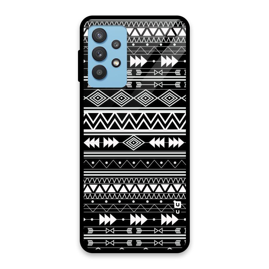 Black Aztec Creativity Glass Back Case for Galaxy M32 5G