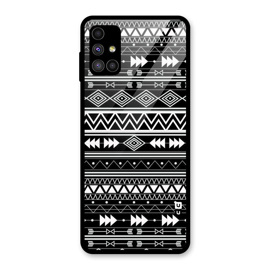 Black Aztec Creativity Glass Back Case for Galaxy M51