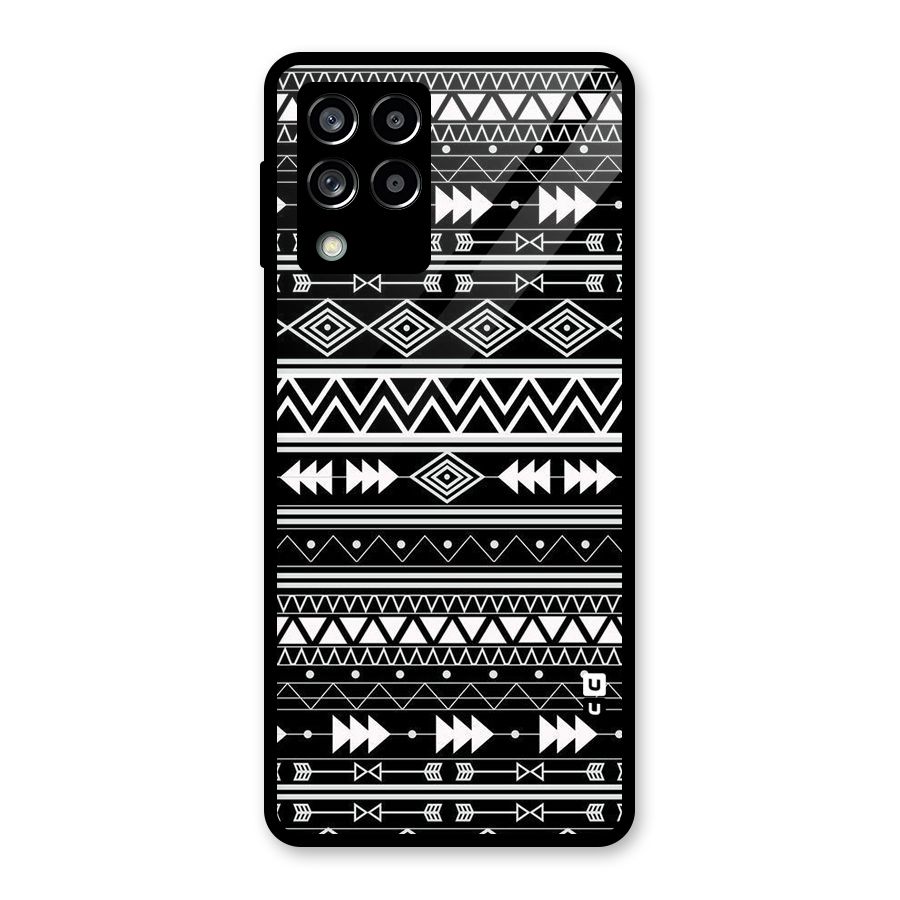 Black Aztec Creativity Glass Back Case for Galaxy M53 5G