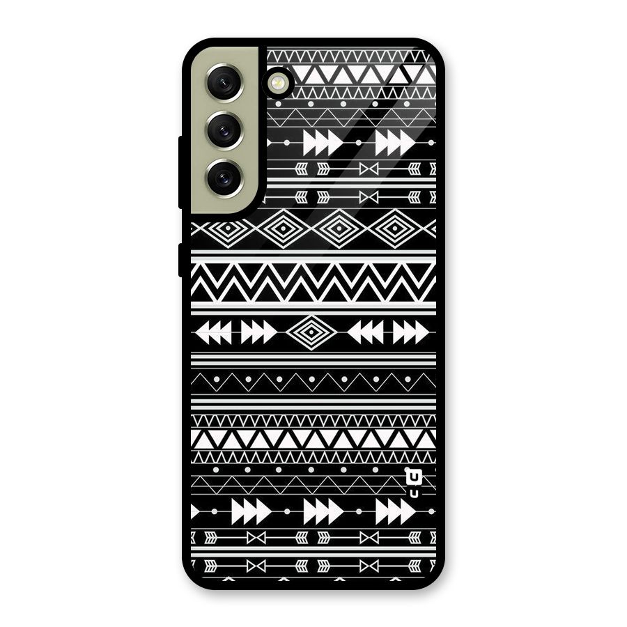 Black Aztec Creativity Glass Back Case for Galaxy S21 FE 5G