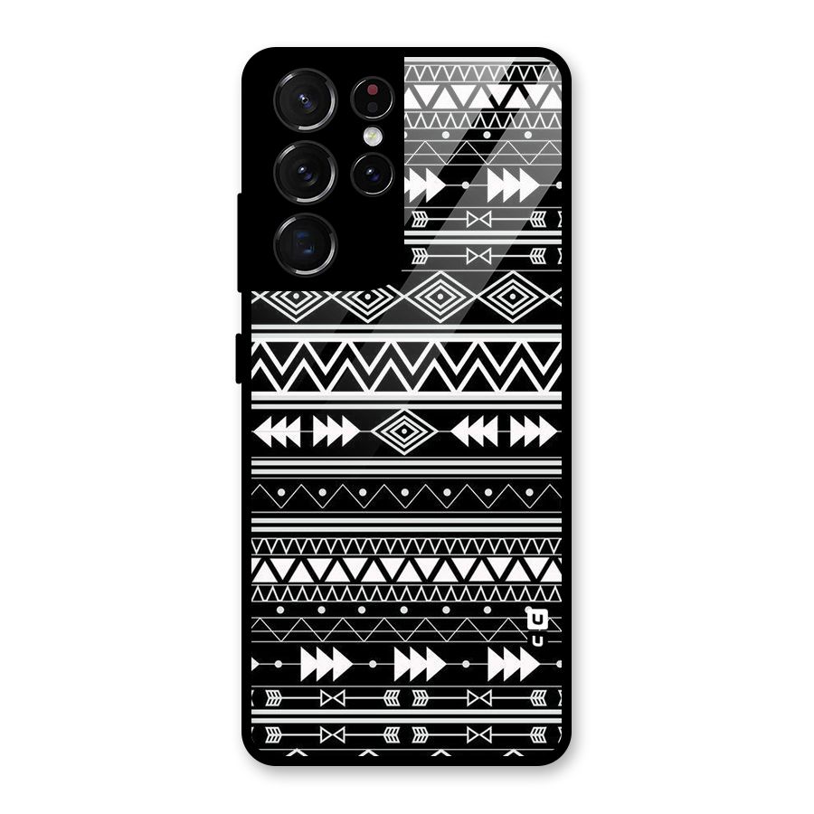 Black Aztec Creativity Glass Back Case for Galaxy S21 Ultra 5G