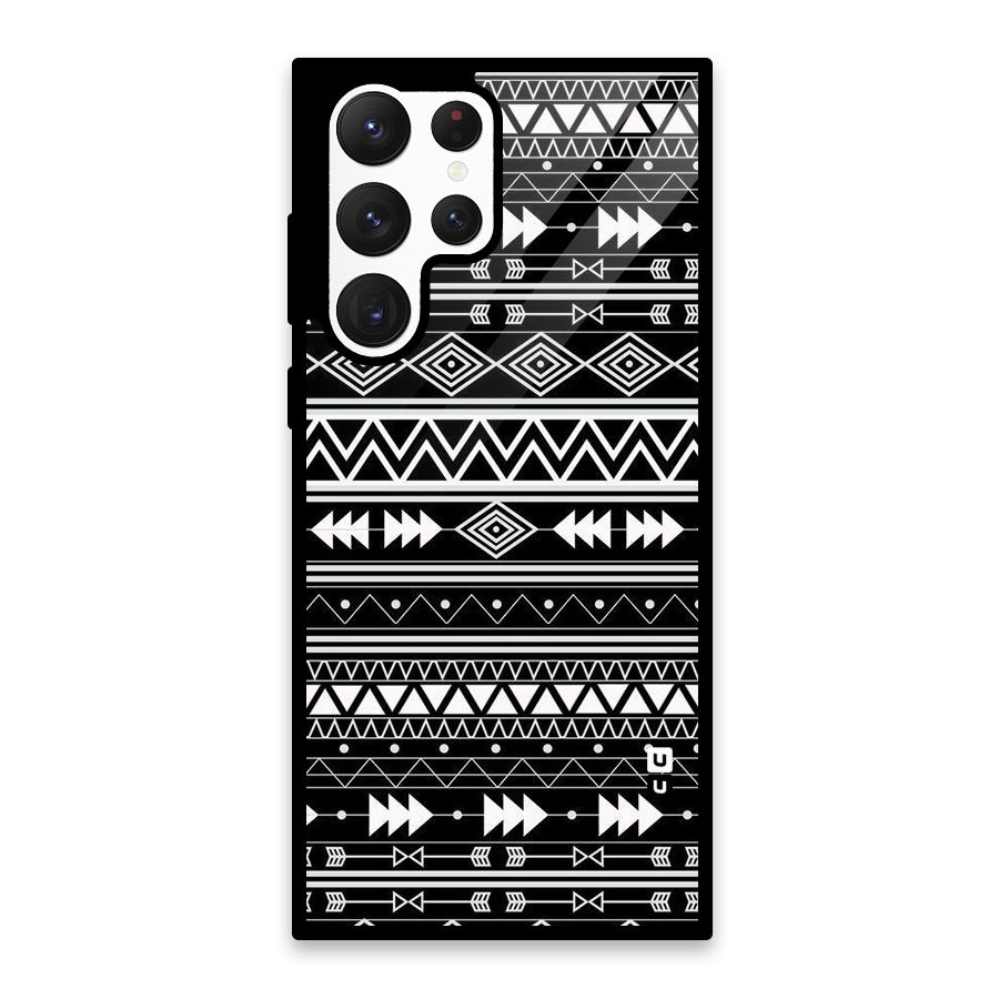 Black Aztec Creativity Glass Back Case for Galaxy S22 Ultra 5G