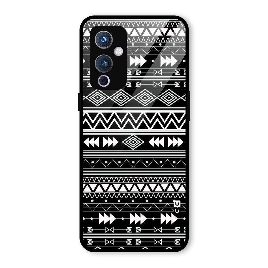 Black Aztec Creativity Glass Back Case for OnePlus 9