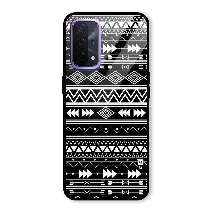 Black Aztec Creativity Glass Back Case for Oppo A74 5G