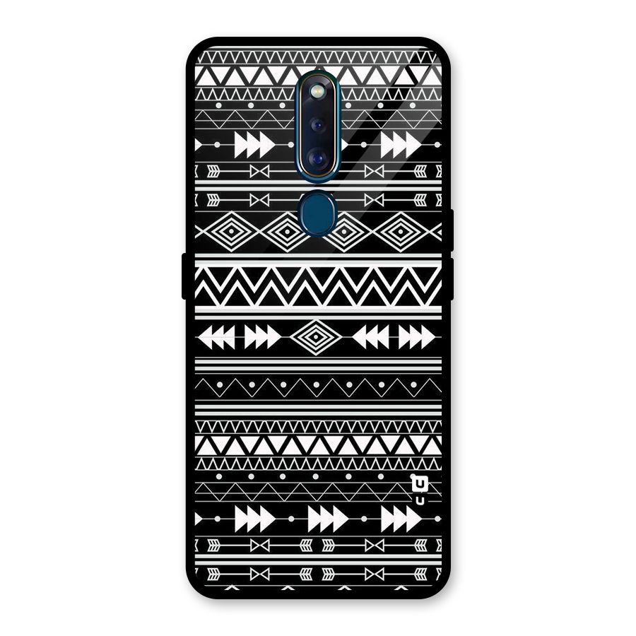 Black Aztec Creativity Glass Back Case for Oppo F11 Pro