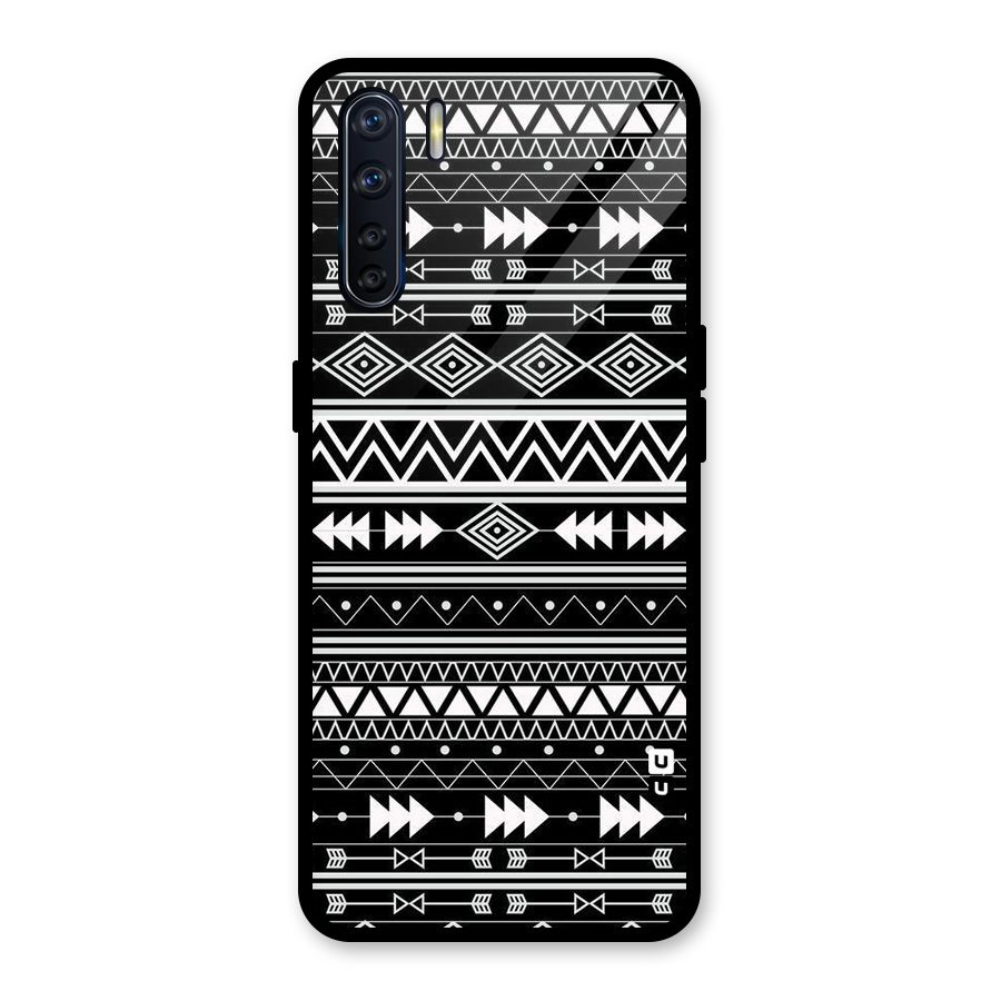 Black Aztec Creativity Glass Back Case for Oppo F15