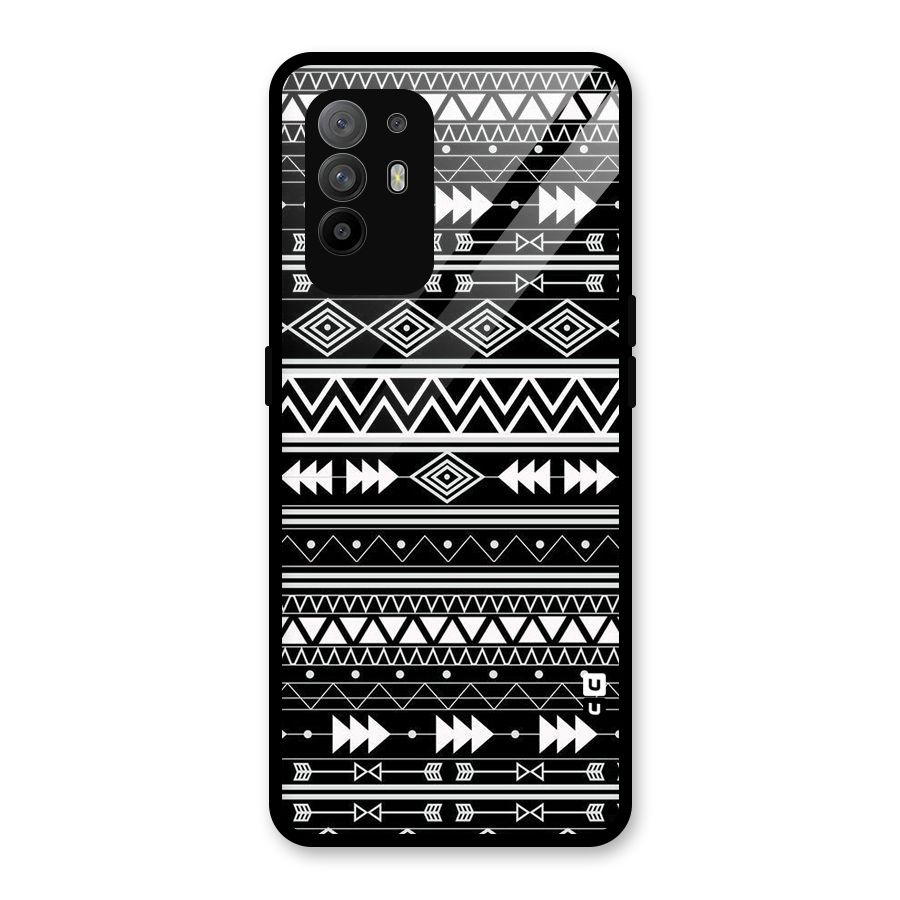 Black Aztec Creativity Glass Back Case for Oppo F19 Pro Plus 5G