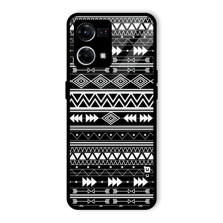 Black Aztec Creativity Glass Back Case for Oppo F21 Pro 5G