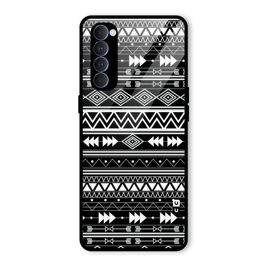 Black Aztec Creativity Glass Back Case for Oppo Reno4 Pro