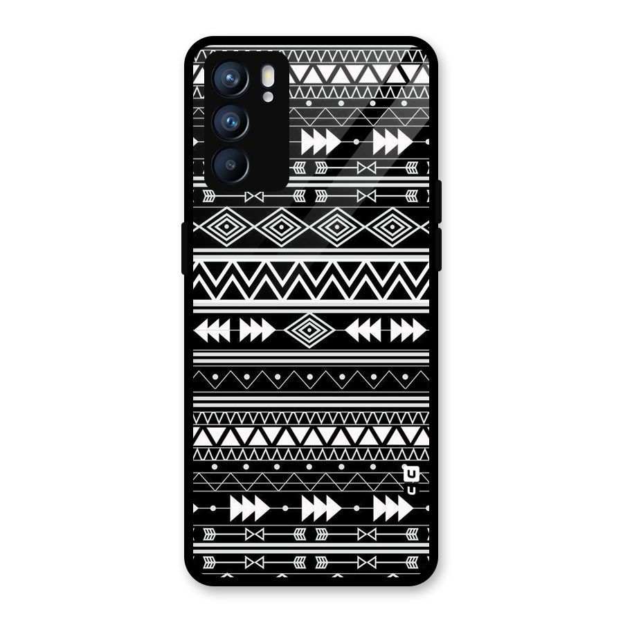 Black Aztec Creativity Glass Back Case for Oppo Reno6 5G