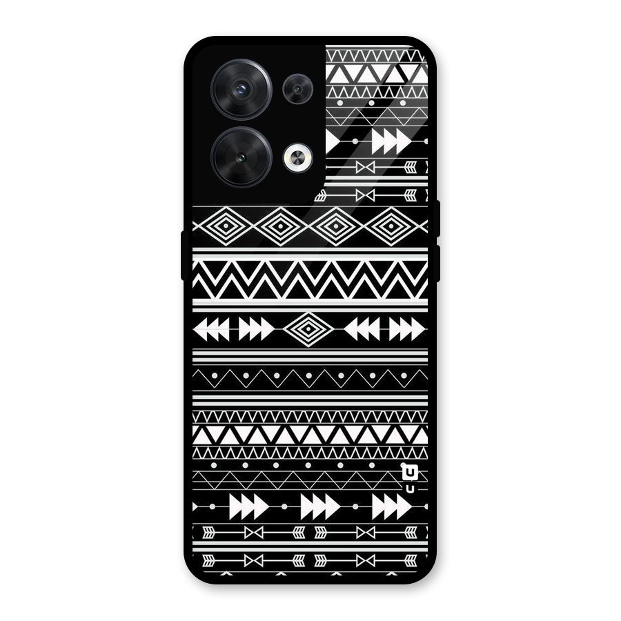 Black Aztec Creativity Glass Back Case for Oppo Reno8 5G